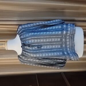 Fred David Grey and White Peasent Blouse Size Small